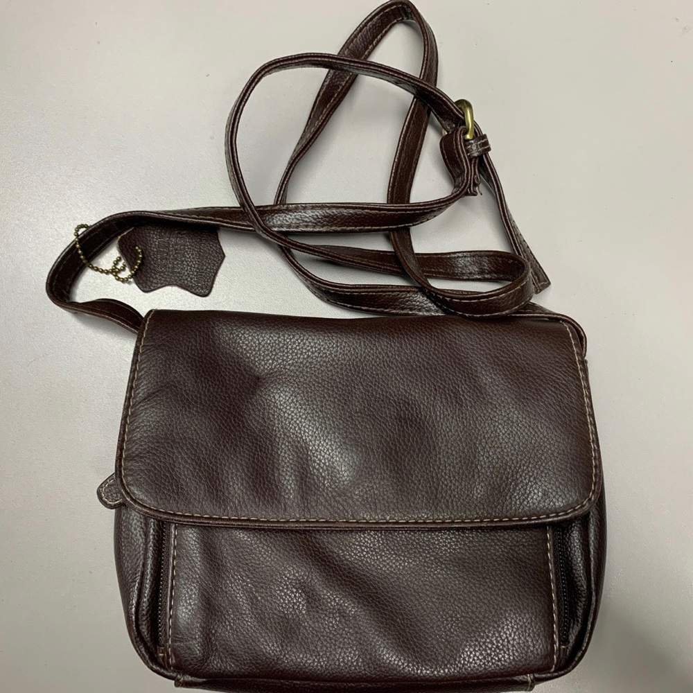 Genuine leather purse Brown w/ long adjustable EUC